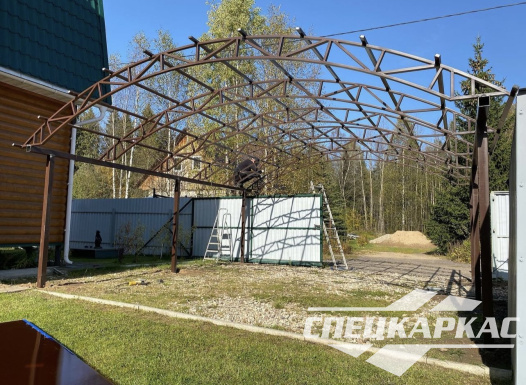 Навес на две машины из поликарбоната №85 - фото 1803