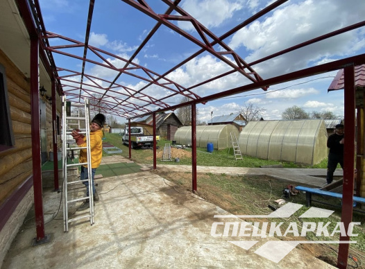 Навес к дому из поликарбоната для террасы №33 - фото 1287