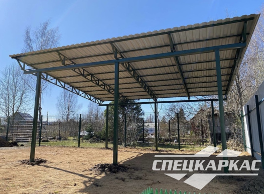 Односкатный навес из профнастила для автомобиля №37 - фото 1332