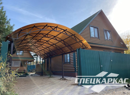 Арочный навес из поликарбоната на две машины №81 - фото 1761