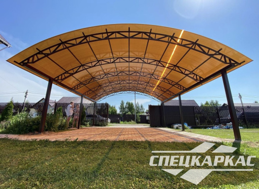 Усиленный металлический навес из поликарбоната для автомобилей №19 - фото 1154