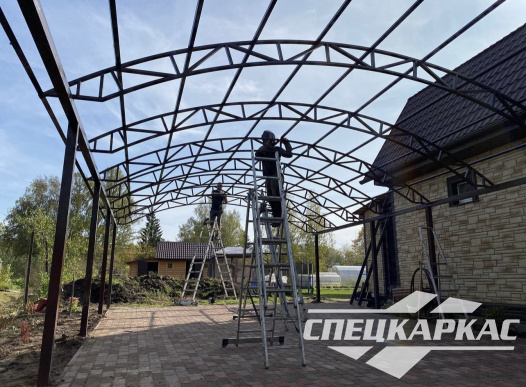 Навес на 4 машины из поликарбоната №87 - фото 1823