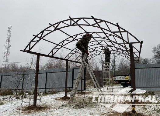 Навес из поликарбоната для парковки машины на даче №67 - фото 1625