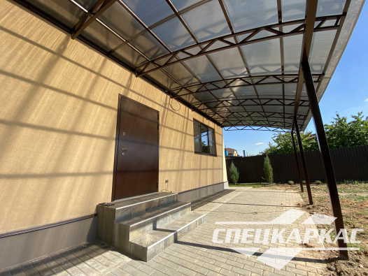 Навес из поликарбоната к дому для террасы №80 - фото 1759