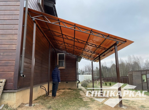 Навес примыкающий к дому для парковки одного автомобиля №69 - фото 1641