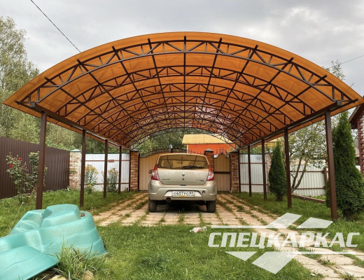 Усиленный навес из поликарбоната для двух автомобилей №96 - фото 1917