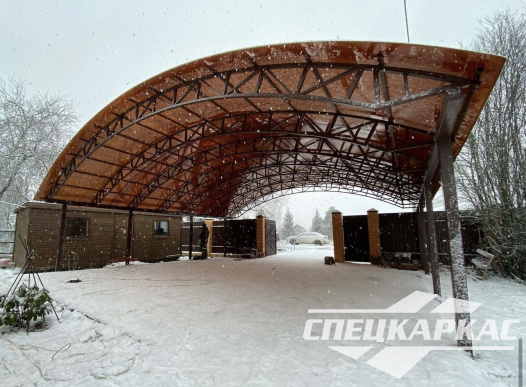 Большой, усиленный навес для автомобилей из поликарбоната №60 - фото 1551