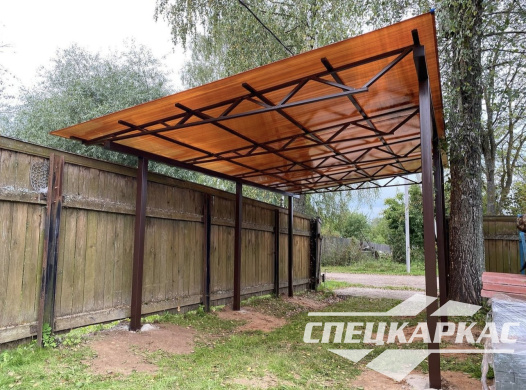 Прямой односкатный навес из поликарбоната для машины №97 - фото 1927